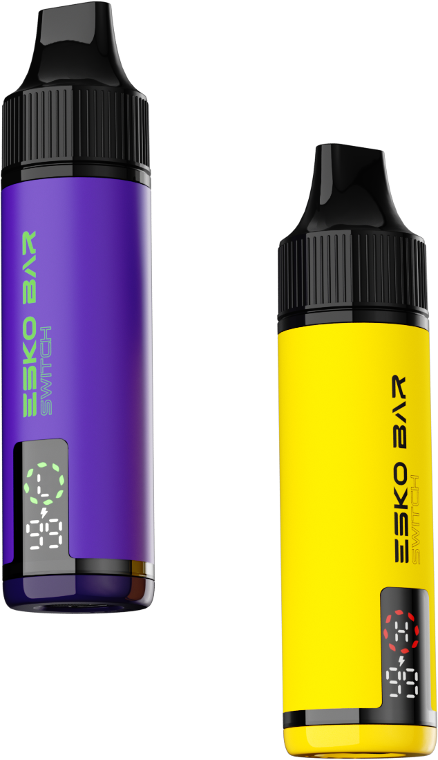 Purple and yellow ESKO BAR SWITCH pod system devices